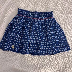 Wildflowers Blue Printed Girls Skirt with Red Trim